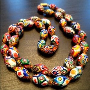 Vintage Millefiori Murano Glass Bead Necklace